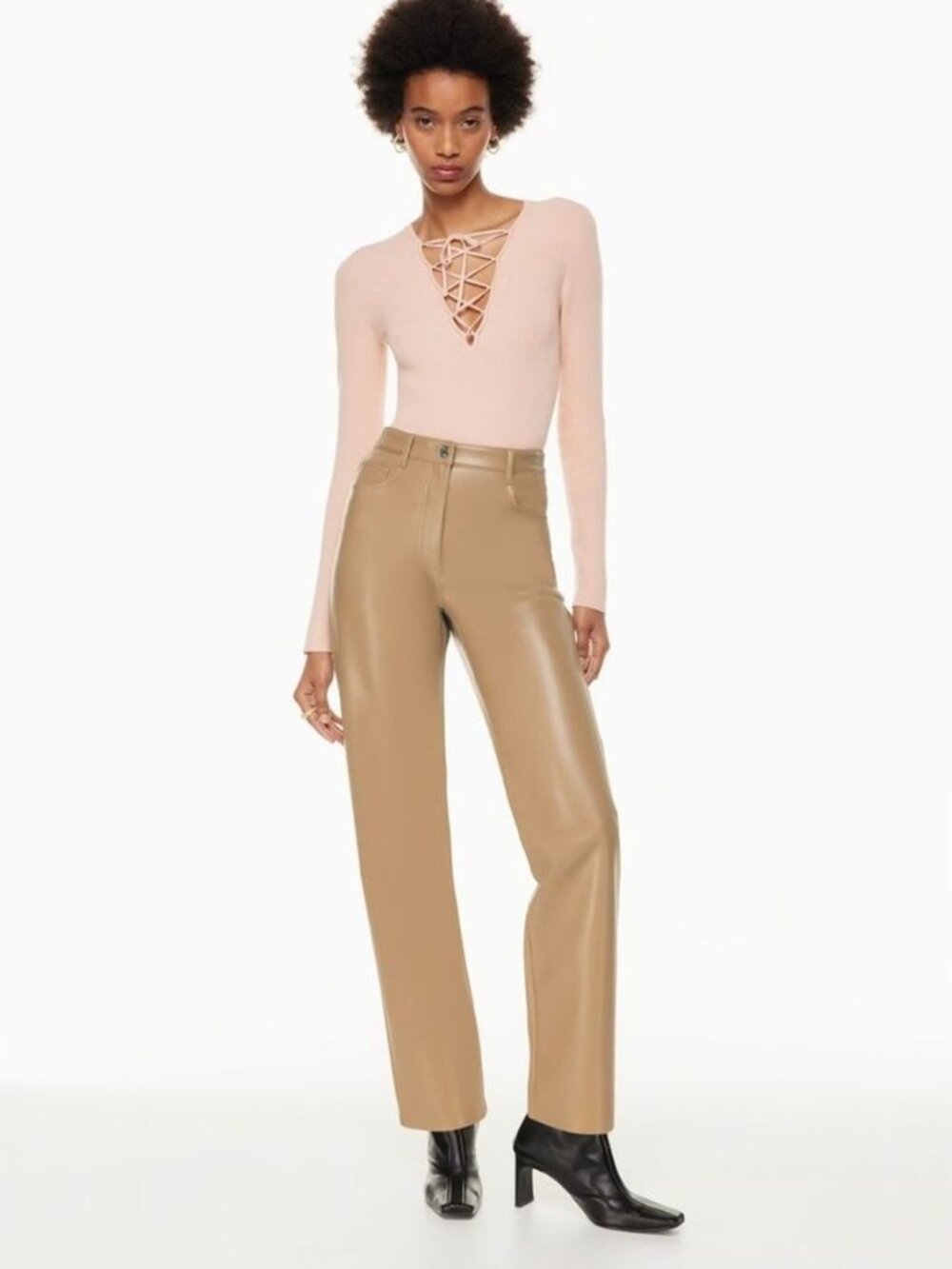 Aritzia Wilfred Vegan Melina Leather Pants Size 2 Sand Bluff (Beige)